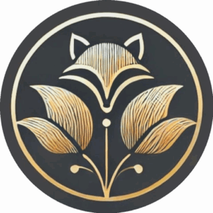 Logo Marika Lisek – złoty lis i liście w eleganckim okręgu